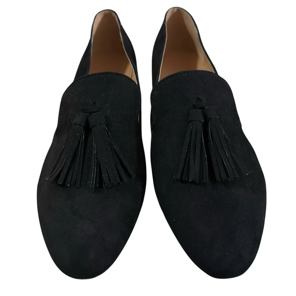 J Crew Cora Faux Suede Tassel Preppy Slip On Ballet Flats Loafers Women's 10.5 M